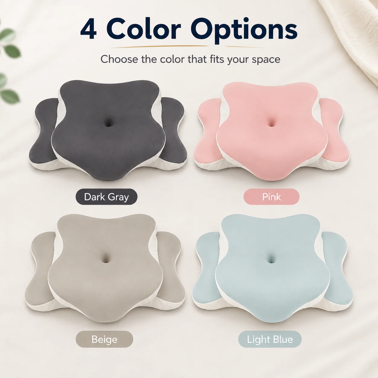 Ergonomic Memory Foam Neck Pillow with Orthopedic Support and Multi-Color Pillowcase