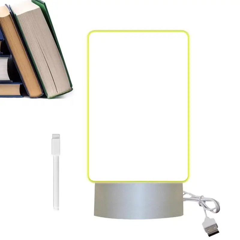 Light Up Dry Erase Board Night Light Desktop Note Board With Pen LED Letter Message Night Rewritable Acrylic Memo