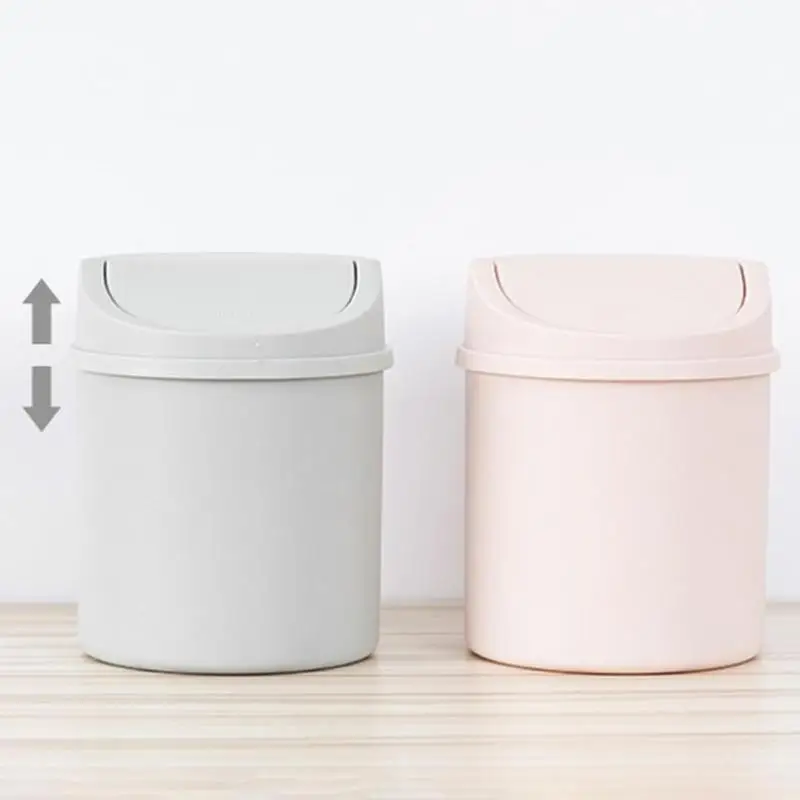 hot sale Mini Desktop Bin Small Trash Can Tube With Cover Bedroom Trash Can Garbage Can Clean Storage Box Home Desk