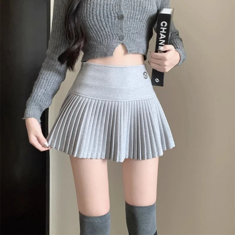 GIDYQ 여성 플리츠 스커트, 한국 치어리더, 여성 A 라인 스커트, 스위트 솔리드, 올 매치, 하이웨이스트 미니 스커트, 여름 패션