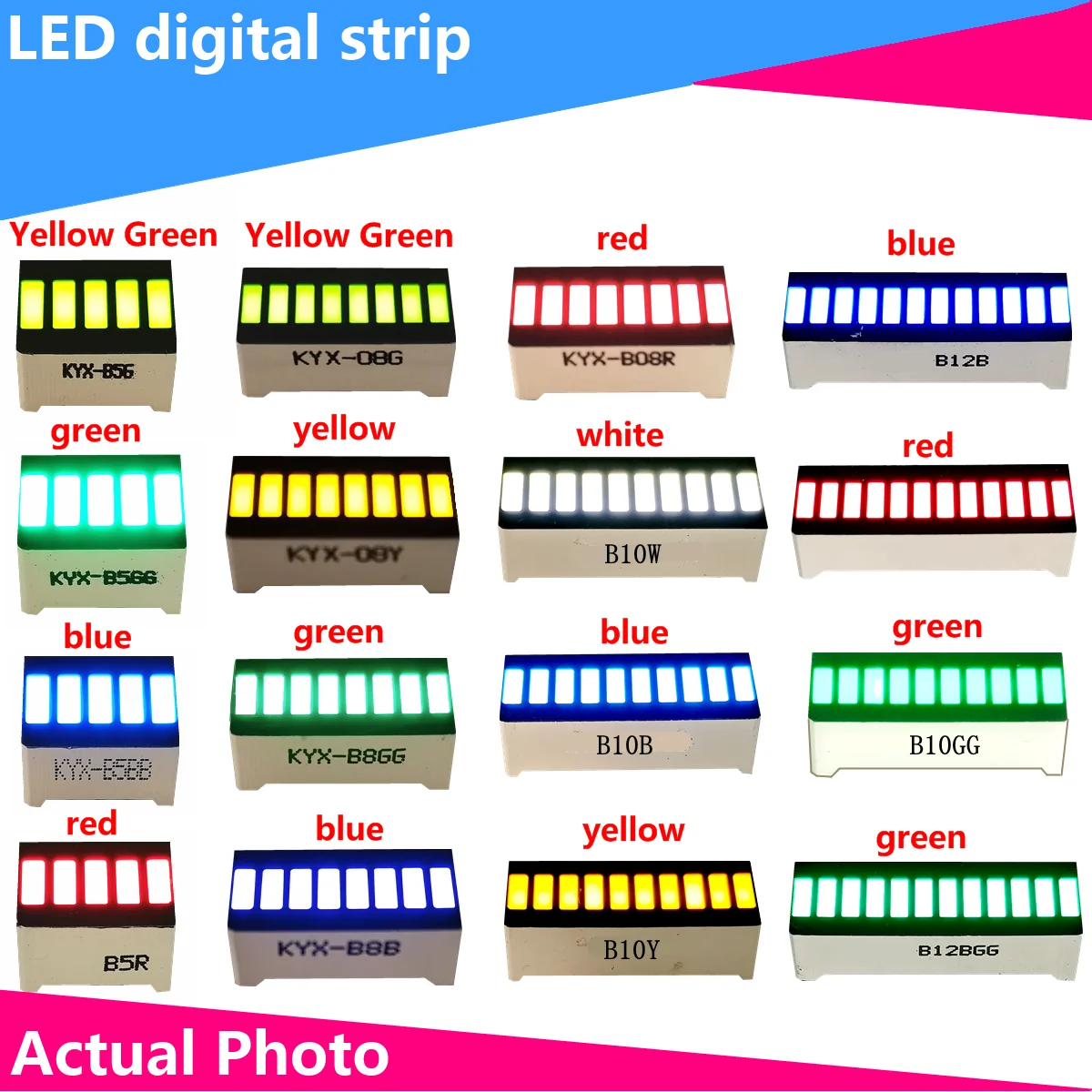 LED Digital Tube Light Strip 5/8/10/12-Segment Display Bright Red 16 Feet B8R Eight-Segment Light-Emitting Strip fan shaped led eight eye beam light voice activated bar spotlights ktv private rooms flash laser effect light stage lights