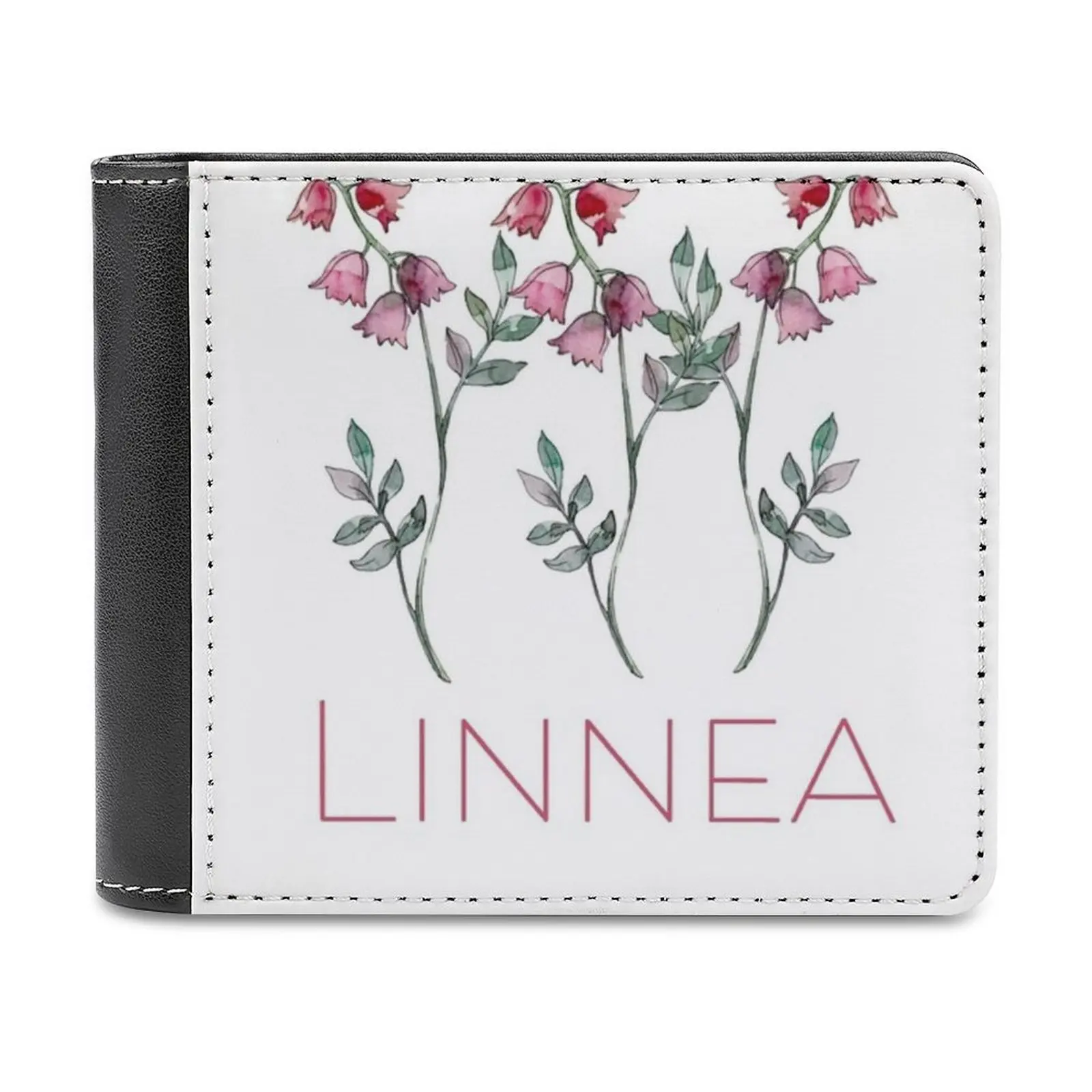

Скандинавский бумажник с дикими цветами Linnea Twinflower, красивый кожаный бумажник с розовыми цветами, мужской кошелек, зажим для денег, Linnea, дикий цветок