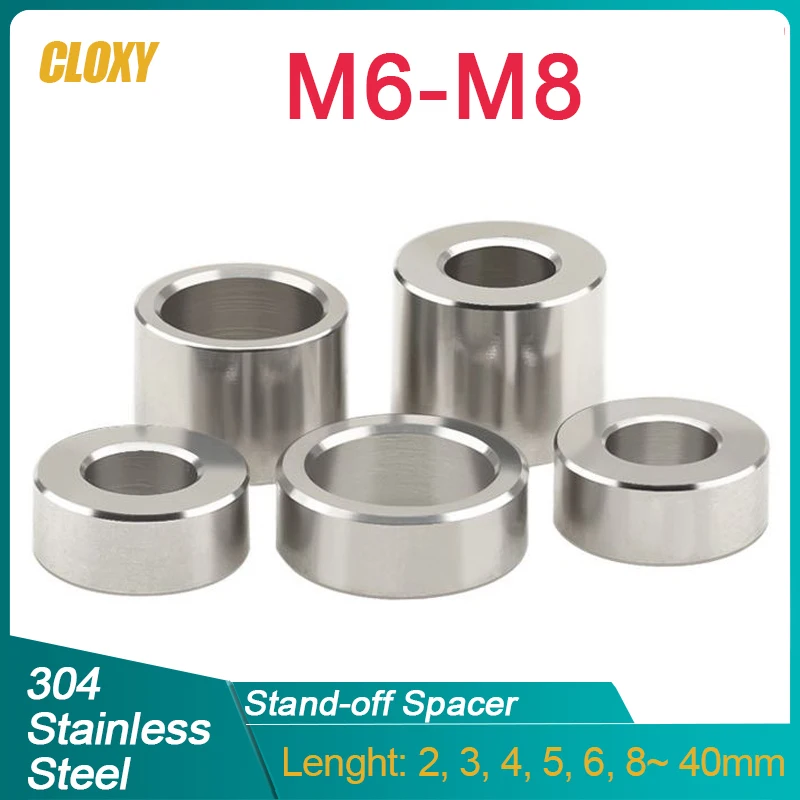 Stainless Steel Washers 304 Stainless Steel M6 M8 Unthreaded Standoff Spacer Bushing Round Hollow Gasket Sleeve Length 2 3 4 5 6 ~ 40mm