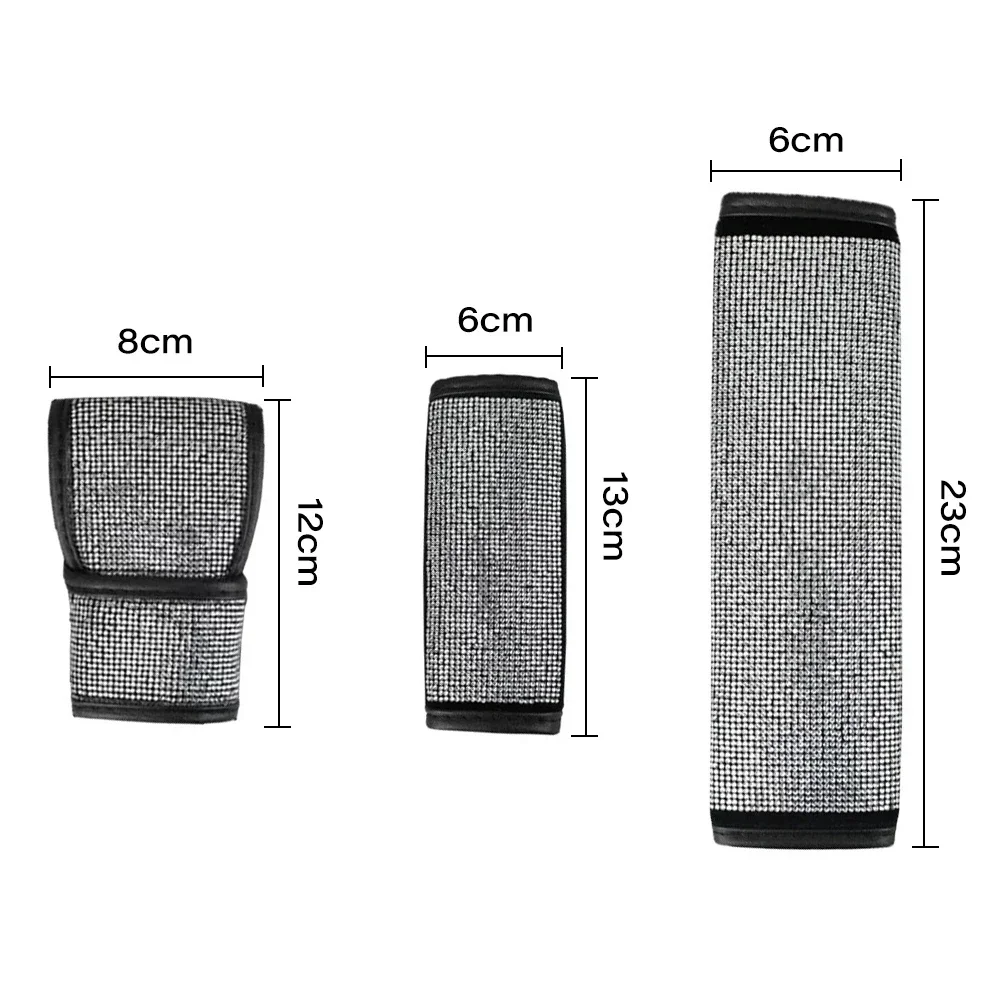 Crystal Car Gear Shift Collar Cover Hand Brake Cover Car Seat Safety Belt Bling Rhinestones Auto Interior Accessories 1PC