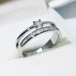 Fashion simple shiny double-layer single square zircon ring Father's Day to give dad a ceremonial gift