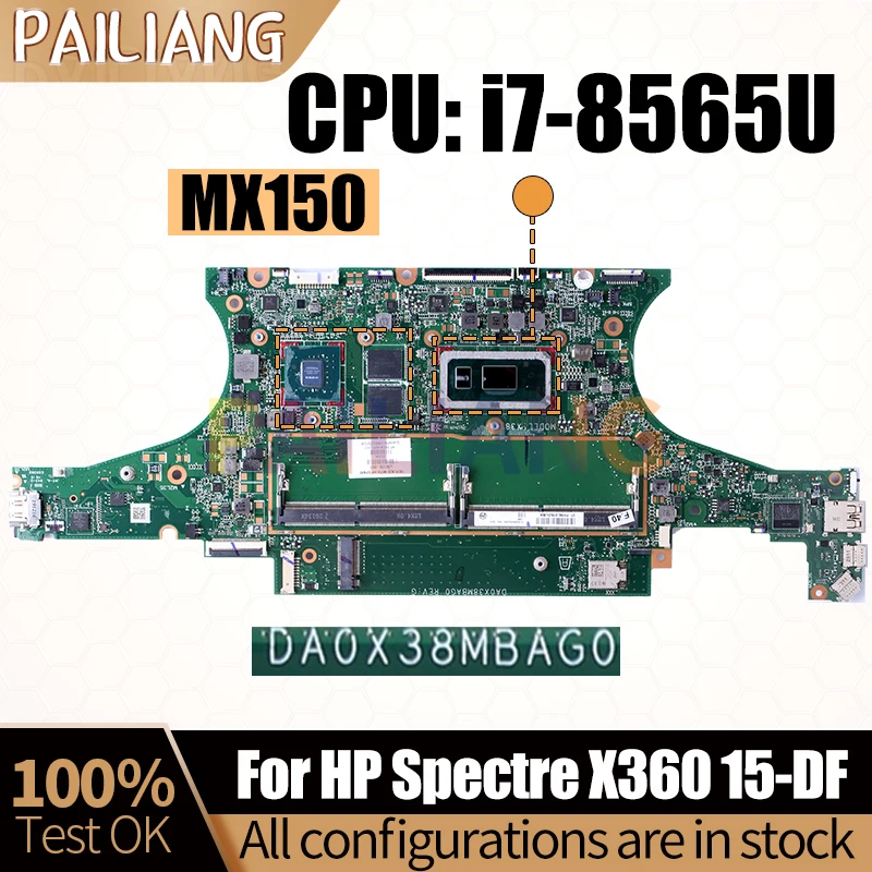 

For HP Spectre X360 15-DF Notebook Mainboard Laptop DA0X38MBAG0 i7-8565U N17S-G1-A1 MX150 L38128-601 Motherboard Full Tested