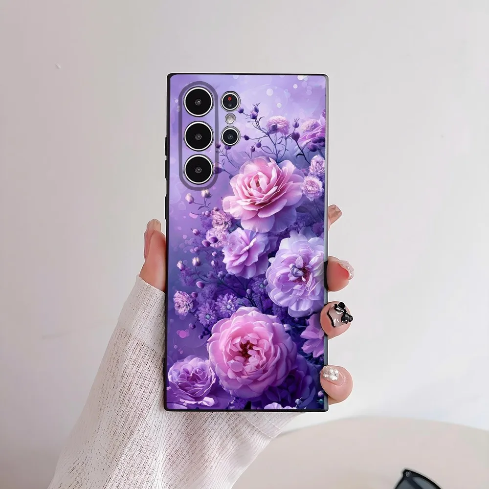 Elegant Pink & Purple Peony Frosted Non-Slip Phone Case