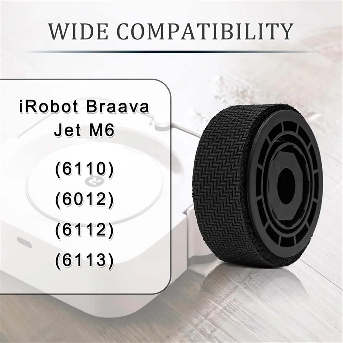 Wheel Tires Replacement for iRobot Braava Jet M6 (6110) (6012) (6112) (6113) Ultimate Wi-Fi Connected Robot Anti-Slip 4