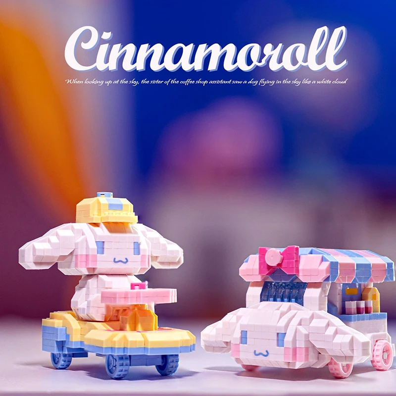

Строительные блоки Kawaii Cinnamoroll мультфильм Sanrio головоломка сборка игрушка анимация Рабочий стол светящийся Декор милый подарок на день рождения