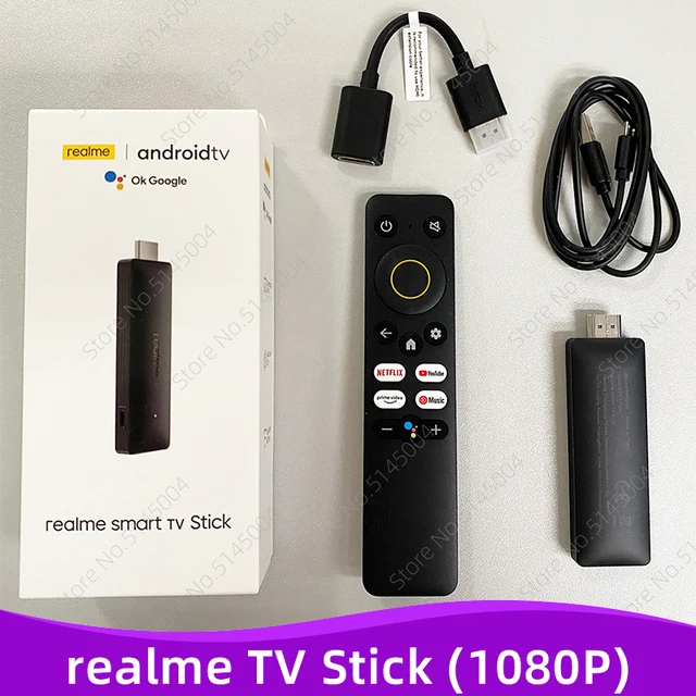 realme 4K Smart TV Stick 1080P Global Version 1/2GB RAM 8GB ROM ARM Cortex A35 Quad Core Bluetooth 5.0 Google TV Stick Android 4