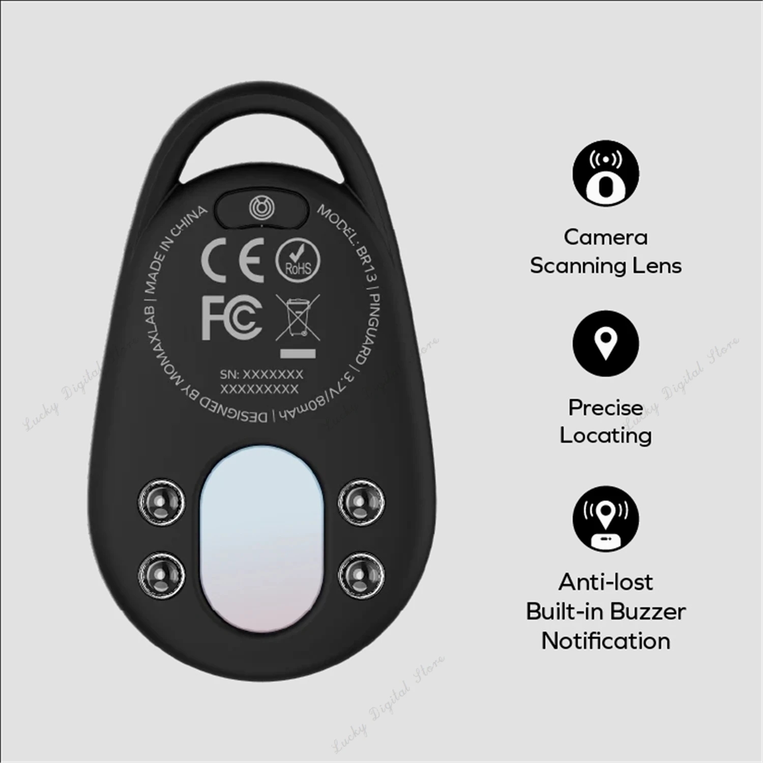 MOMAX Pinguard Find My Locator Tracker Anti-Spy Camera Detector Apple Find My Hidden Camera Red Light Anti-Lost