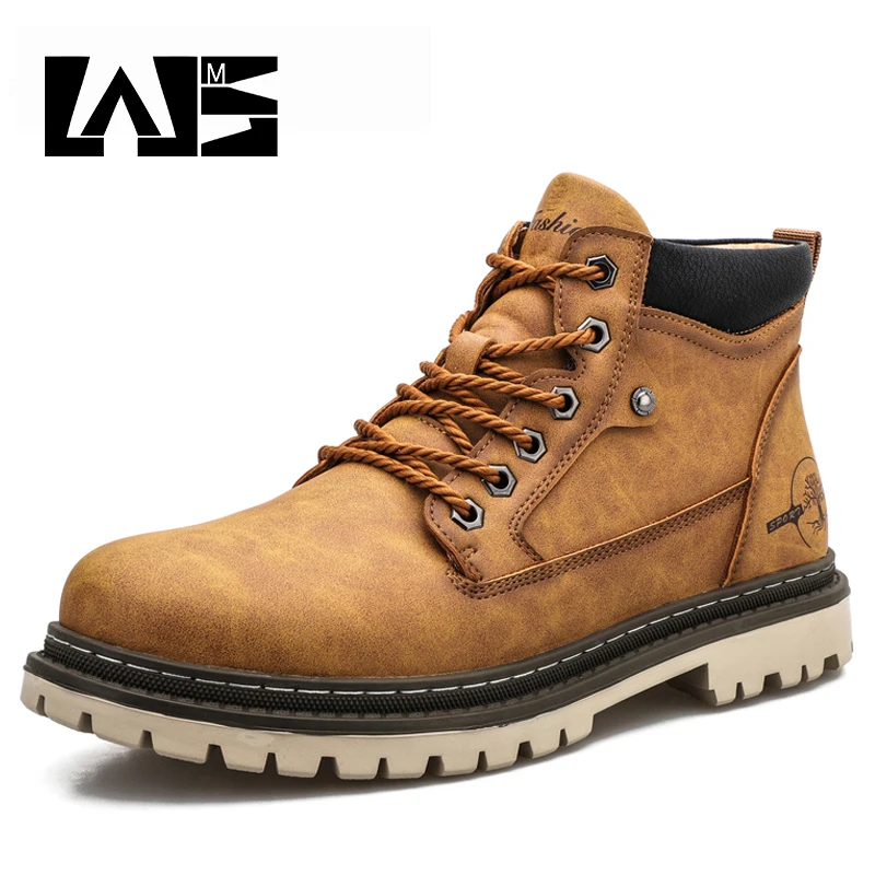 購入廉価 冬の男性用レザーブーツ クラシックな暖かい革の靴 スノーシュー アウトドアブランド パンク オートバイのブーツ レース付き プロの機器 格安 Solutions Time Com