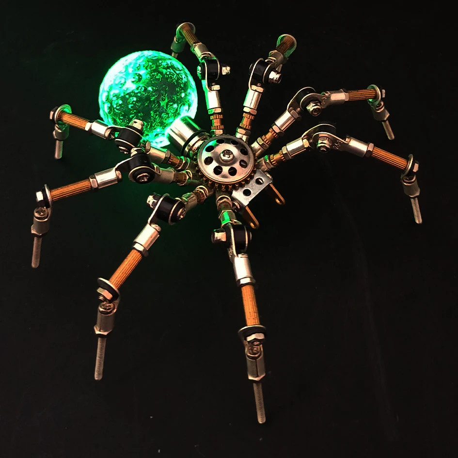 

Steampunk Mechanical Insects Luminous Spider Model Metal DIY Assemble Toy Handmade Crafts Decoration Kids Creative Gift