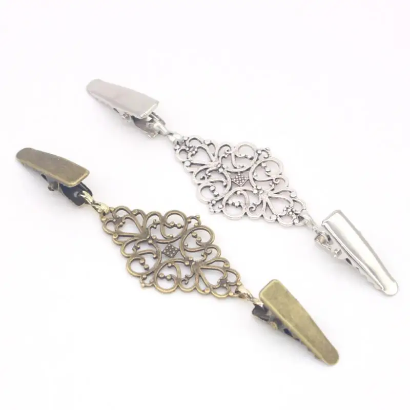 레트로 스웨터 클립 패스너 꽃무늬 가디건 드레스 셔츠 칼라 브로치 백 신치 클립 여성용 소녀용