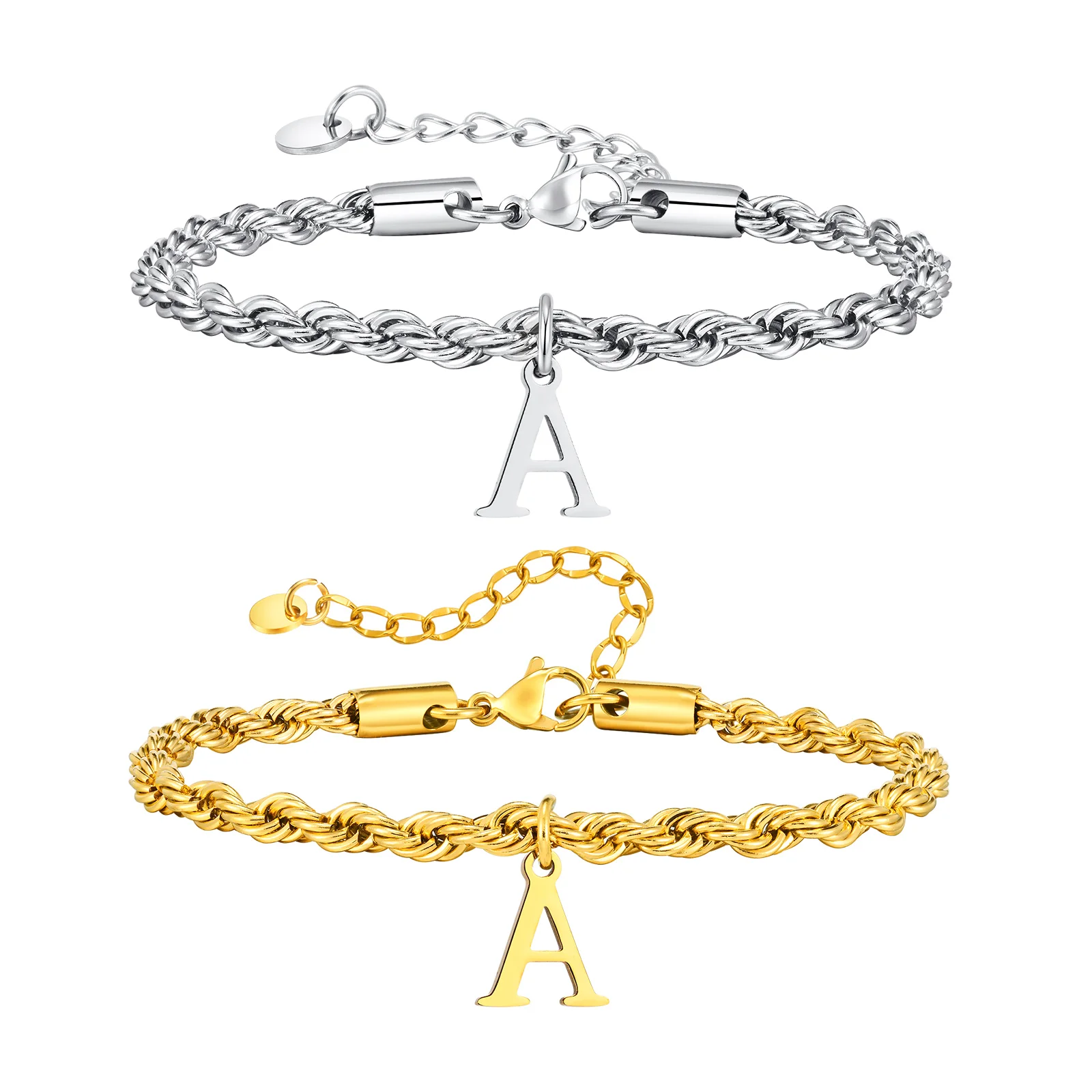 Bracciale Con Iniziale Per Donna: Ciondolo Argento Con Lettera Dell'Alfabeto - Regalo Di Compleanno, Lunghezza 16+5 Cm