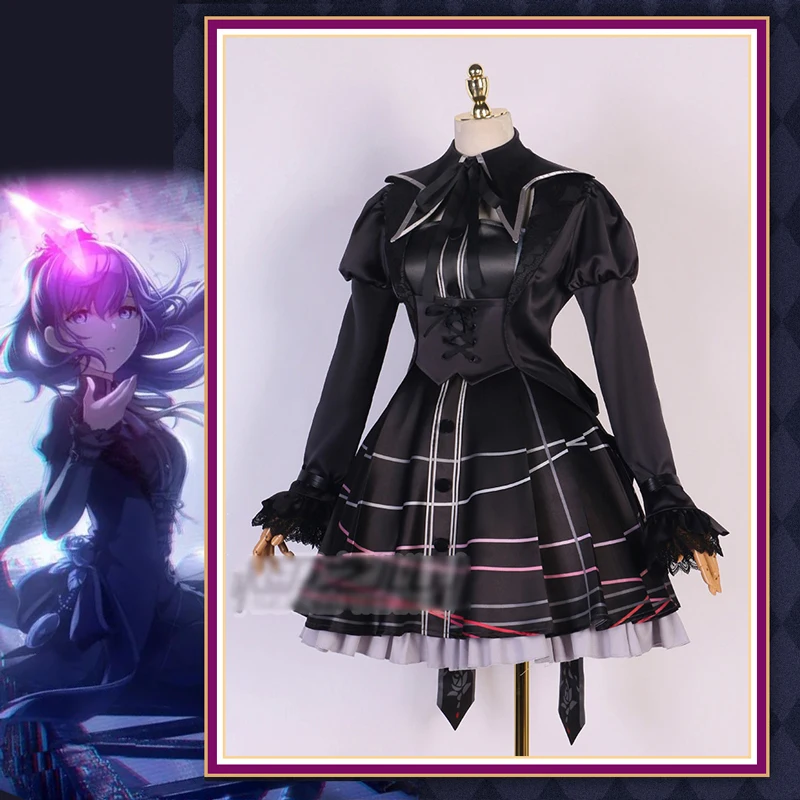 

Проект Sekai Cos Asahina Mafuyu Косплей крутой и милый черный шелк роза Лолита женский костюм на Хэллоуин A
