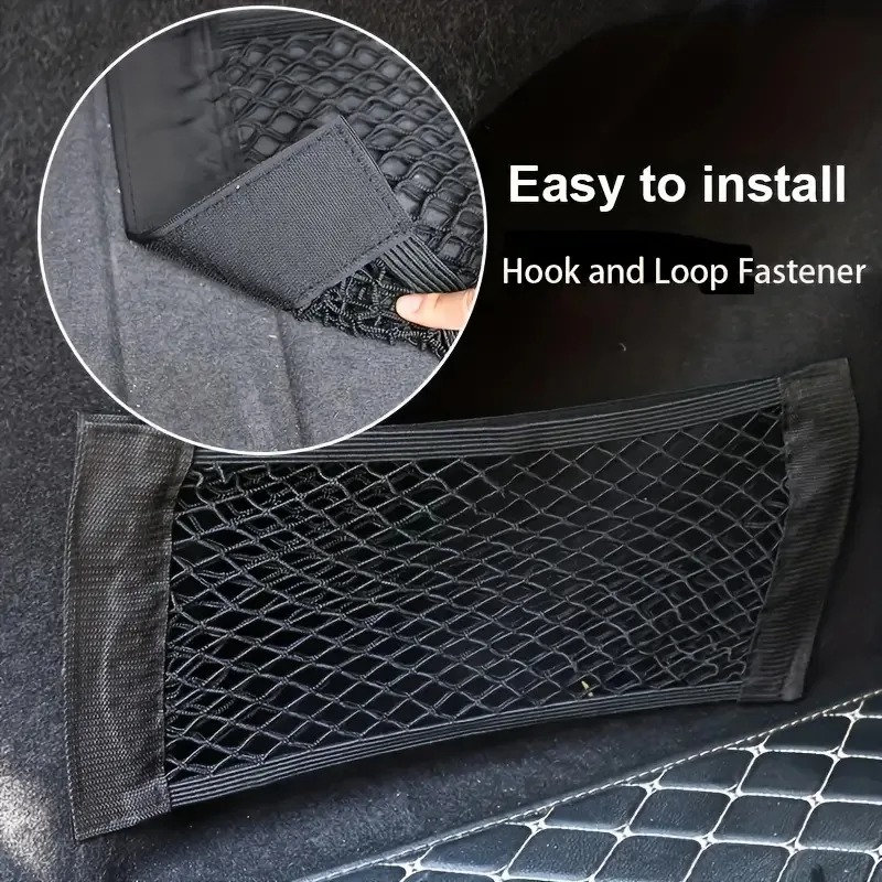 Boot Storage Organizer Universal Car Double Mesh Trunk Storage Net Built-in Bag Fire Extinguisher Fixed Net