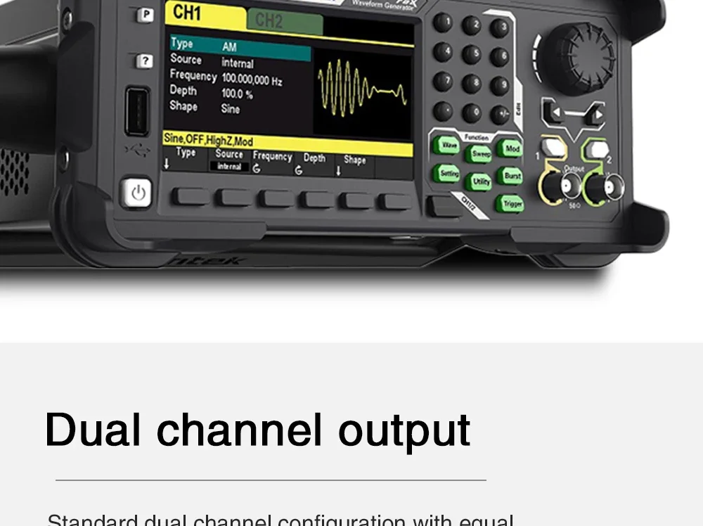Hantek 2-channel signal generator arbitrary waveform pulse function harmonic fre