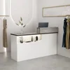Modern Reception Desk,with Lockable Drawers, Great Space Saver Receptionist Desk, for Salon Reception Checkout Office(Gray 1) 1