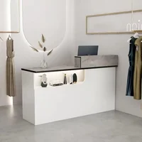 Modern Reception Desk,with Lockable Drawers, Great Space Saver Receptionist Desk, for Salon Reception Checkout Office(Gray 1) 1