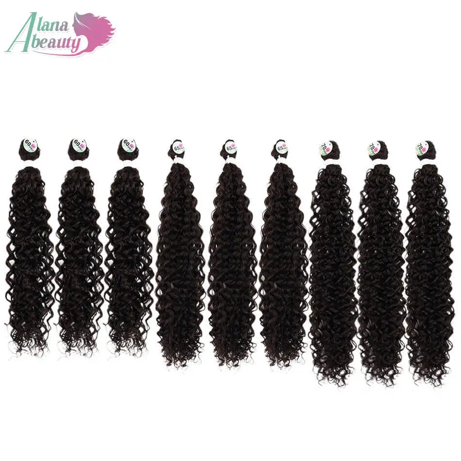 Synthetic Kinky Curly Hair Extensions Organic Long Jerry Curly Bundles Ombre Brown Fake Hair For Women Heat Resistant Wave