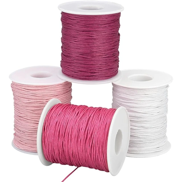 100 Yards Waxed Cord Cotton Waxed Cotton Thread 1mm Waxed Beading String Cord for Jewelry Bracelet Making Macrame Crafting DIY Leather - Light