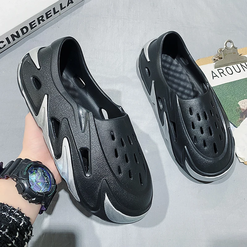 Summer Mens Casual Shoes Hollow Hole Shoes Platform Sandals Sports Slippers