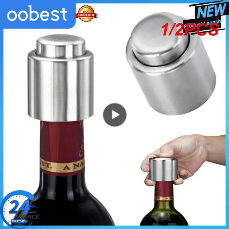 

1/2PCS Stainless Steel Wine Bottle Stopper Vacuum Red Wine Bottle Cover Sealer Fresh Keeper Bar Tools Barware Kitchen