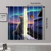 2pcs, Window Drapes Cat with butterfly on piano Protecting Privacy Festive Backdrops for Indoor Use bedroom decor 3