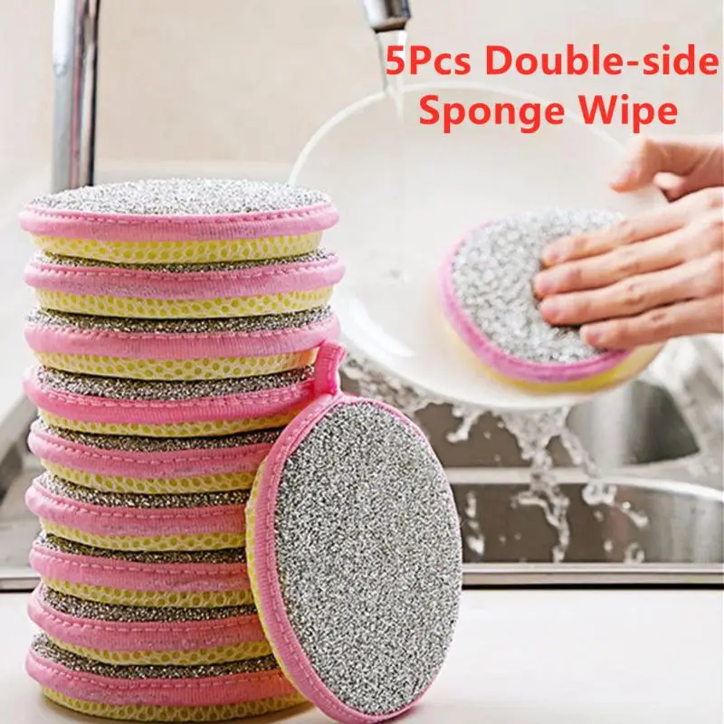 

5Pcs/set Double Sides Cleaning Sponge Pan Pot Dish Clean Sponge Household Cleaning Tools Dishwashing Brushes Household Tools