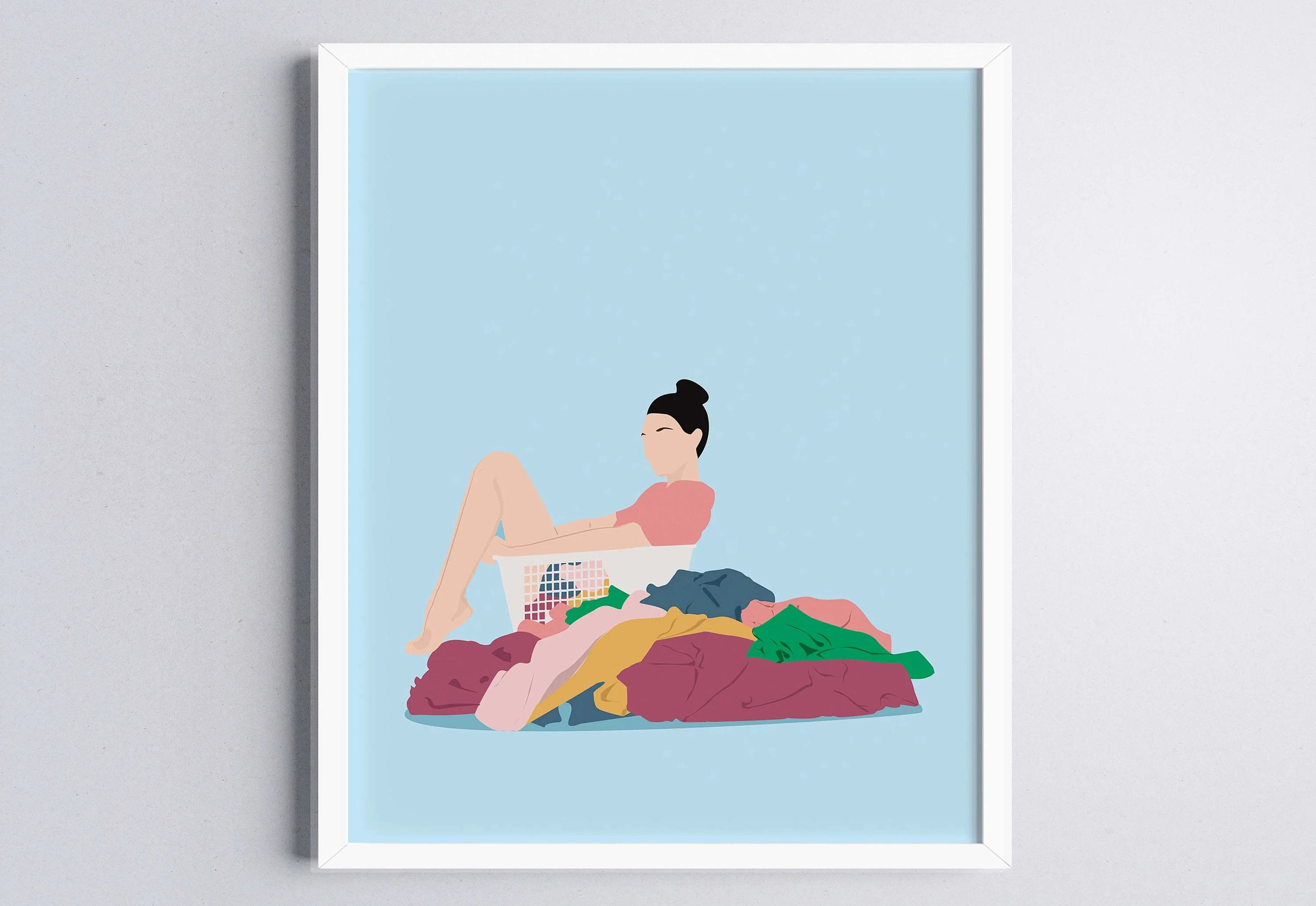 Pastel Colors Art Print Laundry Day Canvas Painting Floating on Clothe Funny Poster Pictures Bedroom Bathroom Home Decor - 4