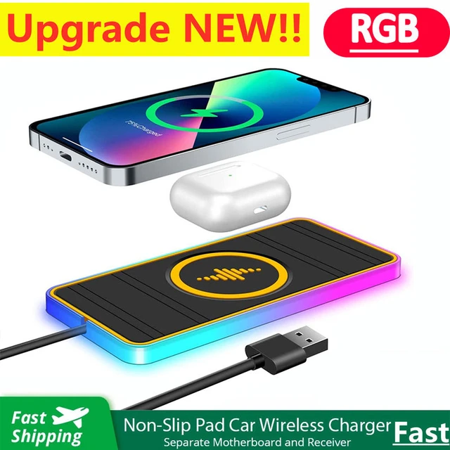 Tappetino per caricabatterie Wireless per auto da 15W RGB 7 luci Pad  antiscivolo per iPhone 14 13 12 Pro Max caricabatterie per telefono a  ricarica rapida per auto Samsung - AliExpress