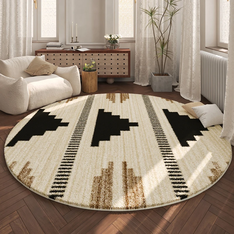 

Morocco style Bedroom Decor Round Carpet Fluffy Soft Plush Floor Mat American Retro Carpets for Living Room Thickened Study Rug