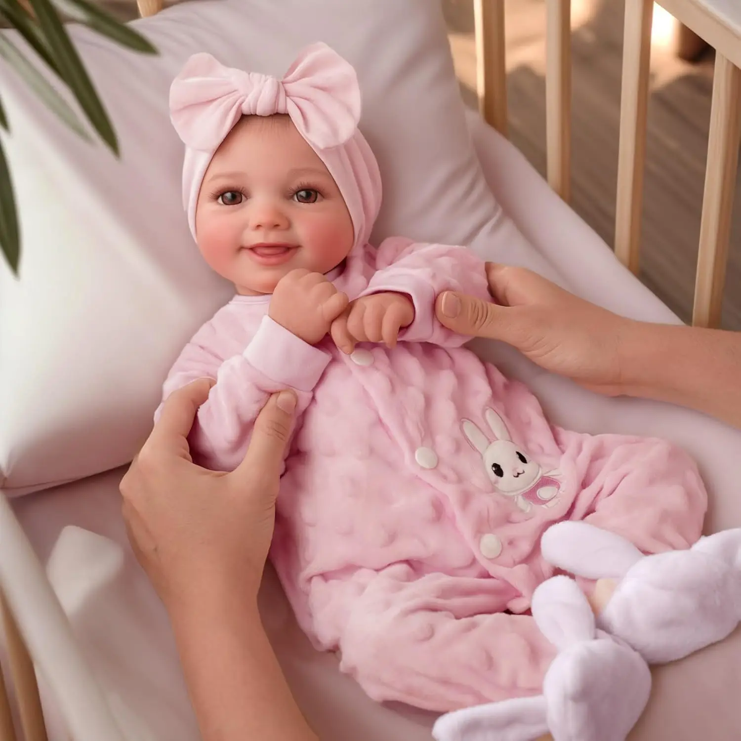 Reborn Baby Dolls 17" Cute Soft Vinyl Realistic Baby Doll Poseable Smiling Real Life Dolls with Accessories For Kids 3+