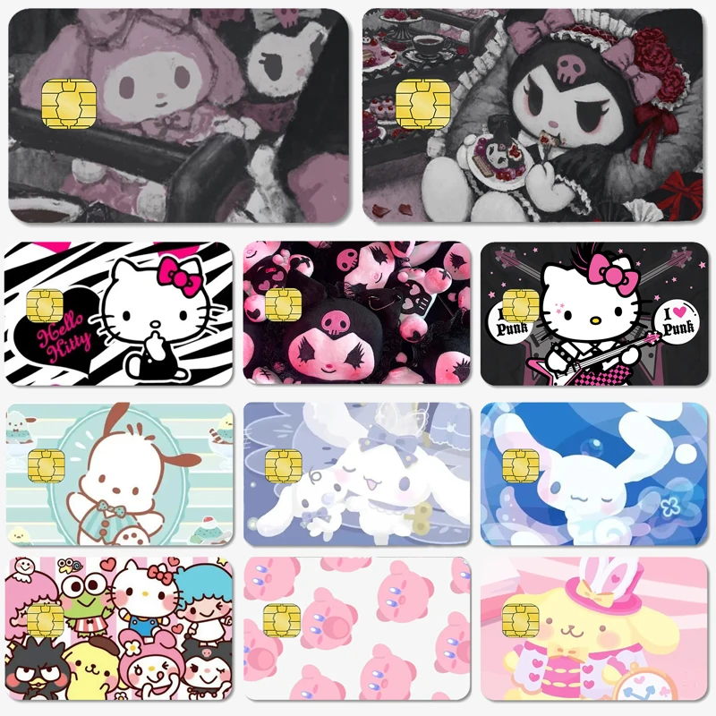 

Kawaii Sanrios Hello Kittys Kuromi Melody Cinnamoroll Diy Credit Card Stickers Anime PVC Stickers for Small Game Card Skin Film