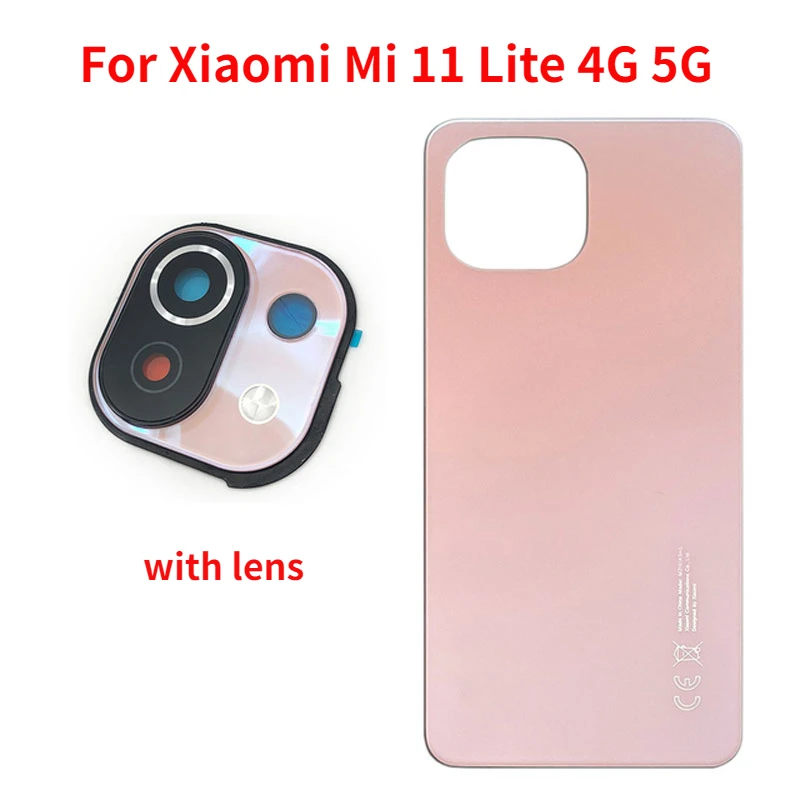 

New Back Glass For Xiaomi Mi 11 Lite 4G 5G Back Battery Cover Panel Rear Door Housing Case Replacement With Camera Lens