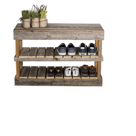 

Rustic Wood 2 -Tier Shoe Rack Bench with Storage, Brown