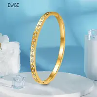 Bwise Waterproof Luxury Colorful Cubic Zirconia Bangles Stainless Steel Open Bracelet Bangle 18k Plated Fashion Jewelry Women 1