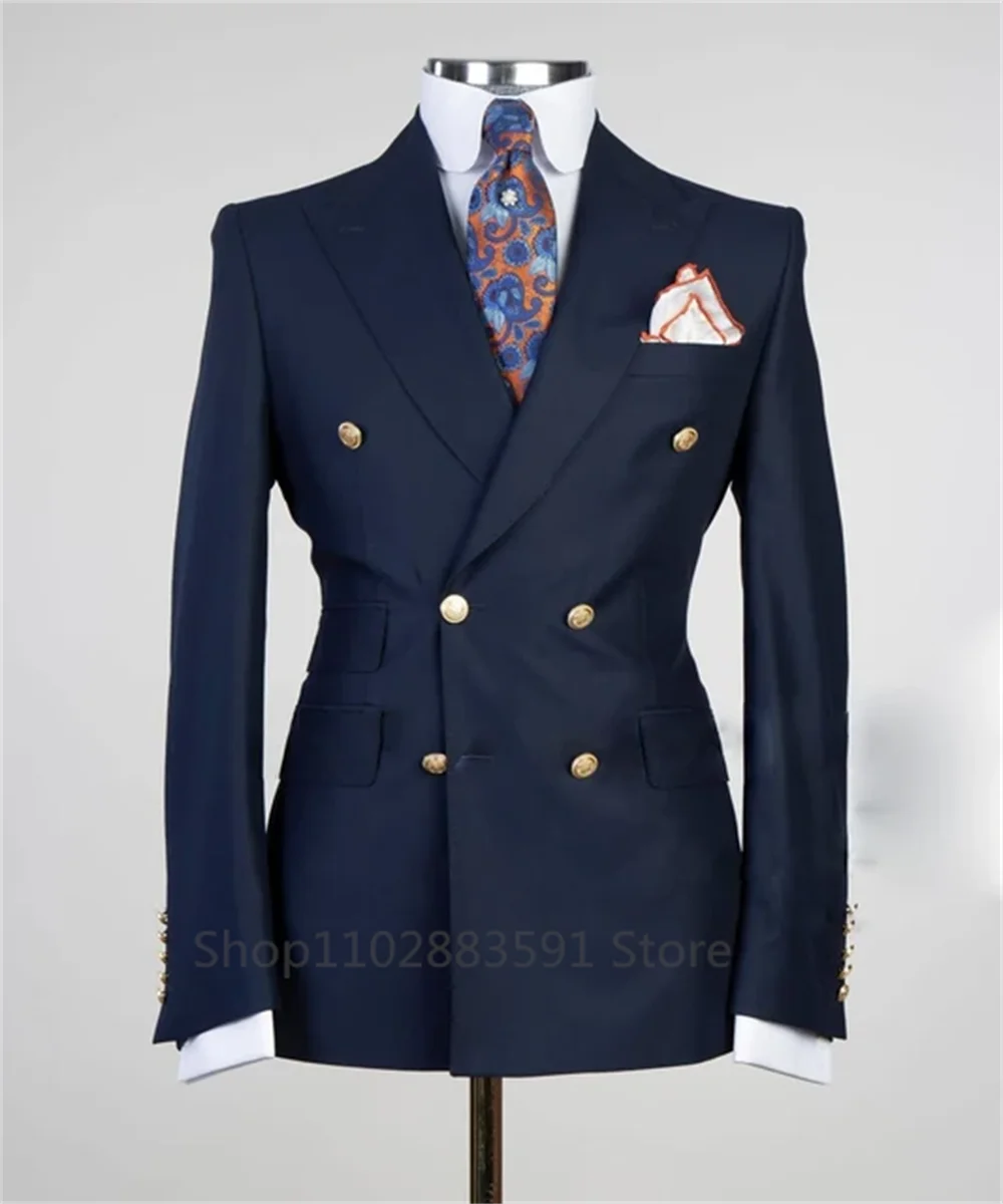 Mens Groom's Wedding Suit 1 Piece Slim Fit Blazer Wide Shawl Lapel Luxury Tuxedo Gold Button men suits jackets