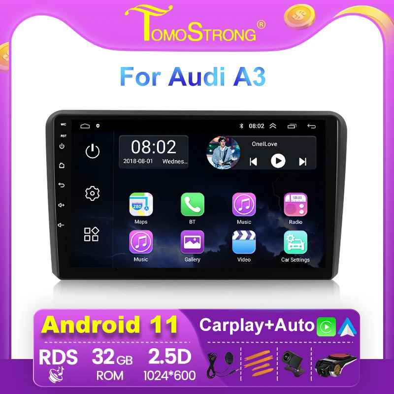 Автомобильный мультимедийный плеер 2 din Android стерео радио для Audi A3 8P 2003-2012 S3 2006-2012