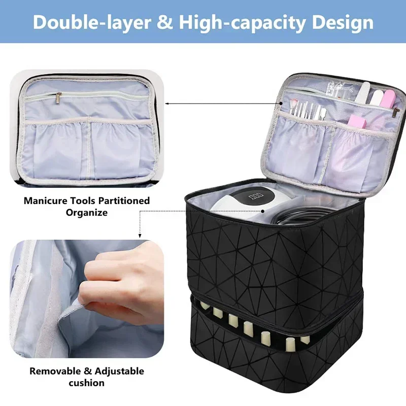 30 Grids Nail Polish Storage Bag Manicure Dryer Case Nail Art Tools Storage Bag Double Layer Nail Polish Gel Handbag Storage Bag