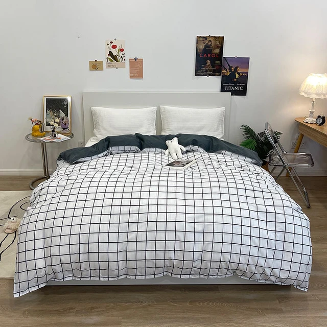 J 1pc Duvet Cover Black and White Color Plaid Comforter Cover funda nordica  cama 135 Double Size Duvet Cover King Size - AliExpress