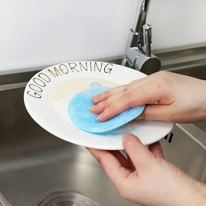 1pc Multifunctional Silicone Dishwashing Brush, Kitchen Scrubber Non-stick  Oil Cleaning Tool With Cleaning Cloth
