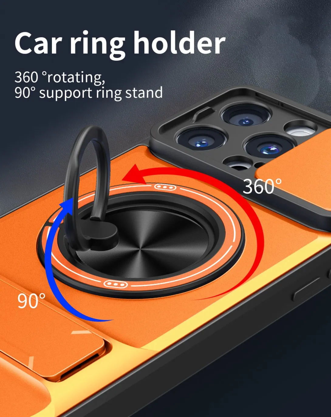 Luxury Armor Shockproof Phone Case with Magnetic Holder and Lens Protection