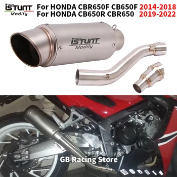 For Honda CB650R CBR650 CBR650F CB650F 2014 - 2022 Motorcycle Exhaust Mid Link Pipe Escape Connect Stainless Steel Tube Muffler