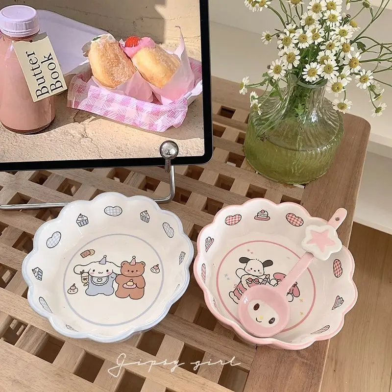Sanrioed кавайная аниме мультяшная серия My melody Cinnamoroll Pachacco мультяшная кружевная чаша в подарок для обеда, Сердце Девочки