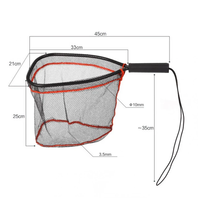 Portable 18inches Fly Fishing Net Freshwater for Kayak Minnow Trout Soft Rubber  Mesh Floating Hand Net