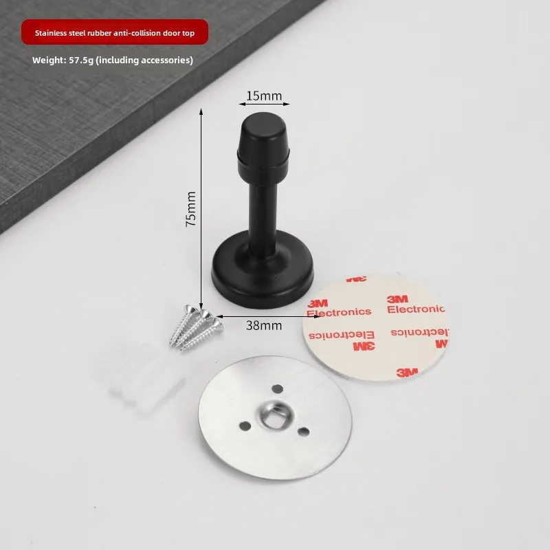 Stainless Steel Door Stops Wall Mounted Door Stopper with Rubber Holder and Catch Floor Fitting with Screws for HomeBedroom door stopper