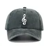 Music Note Print Baseball Cap Solid Color Washed Distressed Casual Sports Hats Lightweight Adjustable Dad Hat For Women Men 6