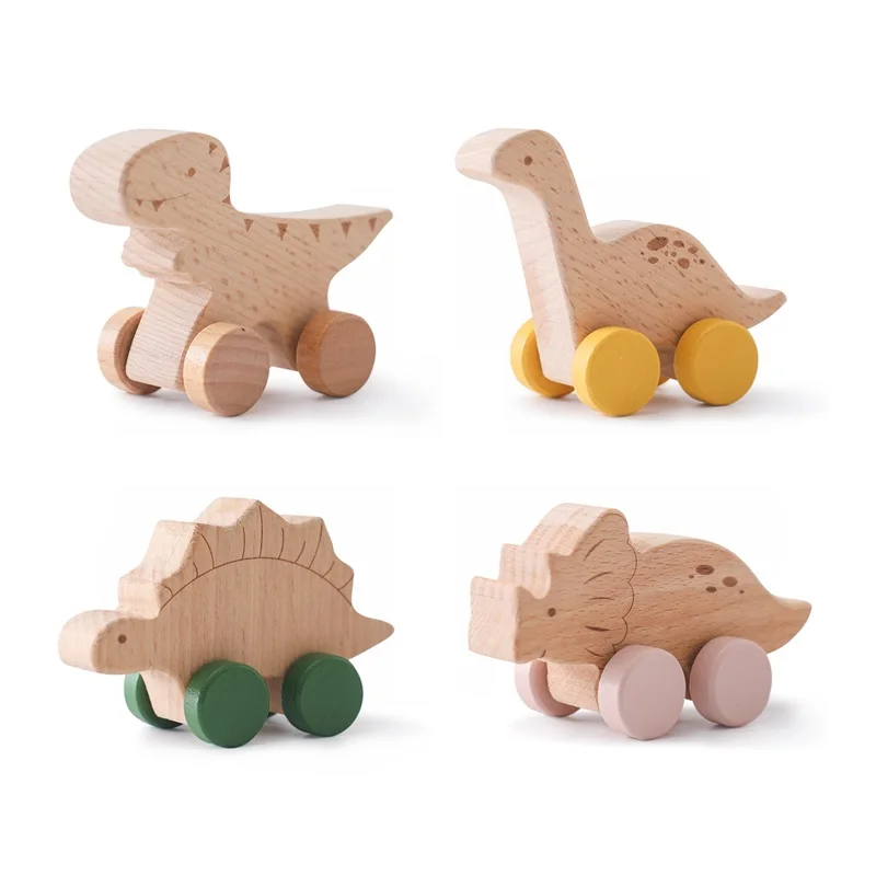 

1Pc Wooden Baby Teether Toys Beech Wooden Dinosaur Cartoon Teething Baby Toy For Children Tanystropheus Wooden Car Chew Toys